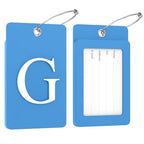 2 Pack Initial Luggage Tags for Suitcases Airplane Travel Essentials (Large G / Blue)