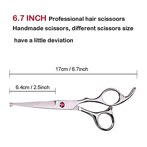 Kids Hair Cutting Scissors Set Professional 6.5 inch Saftey Round Head Hair cut Scissors Kit with Cutting Thinning Scissors Hairdressing Shears Set for Barber Salon （red） (Red)