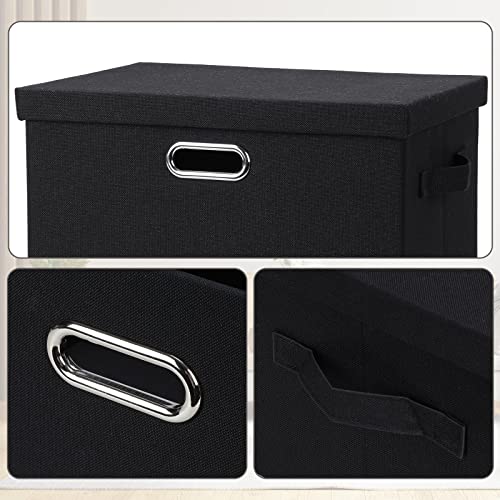 Large 17" 36 Quart Collapsible Stackable Storage Bins with Lids (Black / Large -5 Pack)