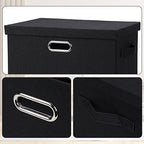 Large 17" 36 Quart Collapsible Stackable Storage Bins with Lids (Black / Large -5 Pack)