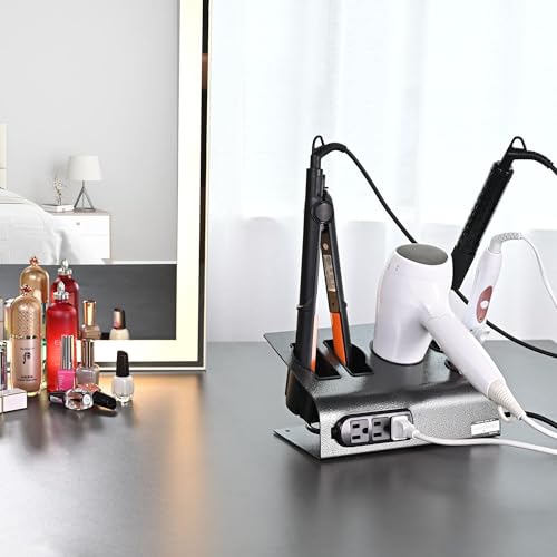 BYOOTIQUE 6 Hole Tabletop Blow Dryer & Hair Iron Holder Salon Stand Pack 2 (9.8x7.4x4.7 Inch (Pack of 2))
