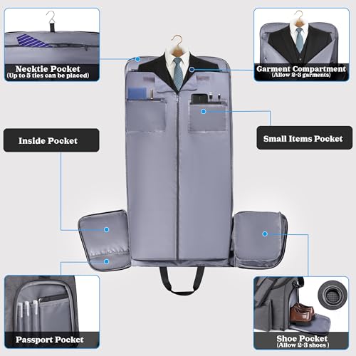 2 in 1 Garment Duffle Bags for Travel Mens Carry (Laptop Compartment)