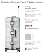 28 Inch Zipperless Checked Luggage (Silver Ivory / 28 Inch)