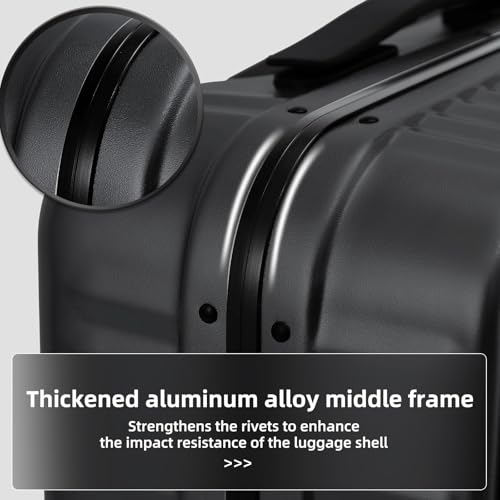 29 Inch Aluminum Frame Checked Luggage Top Opening (Black / 29 Inch)