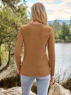 Long Sleeve Shirts for Women Casual Crewneck Tops Basic Tees (Medium / 01coffee)