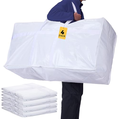4 Pcs 66 Gallon Extra Large Moving Bags Heavy Duty Storage Bag (66 Gallon / White)