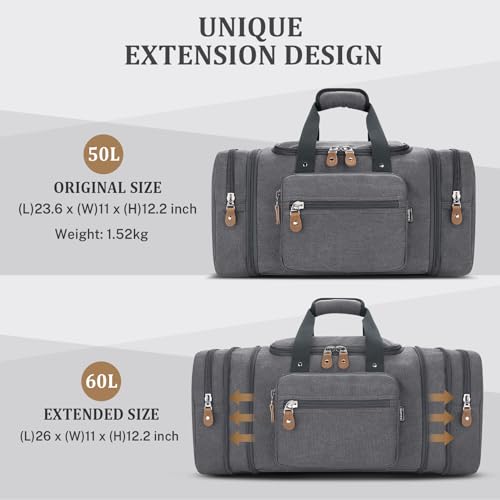 Canvas Duffle Bag (Grey / X-Large-60L (With Toiletry Bag))