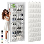 Over the Door Shoe Organizer with 40 Large Breathable Mesh Pockets (White / 40 Pockets)