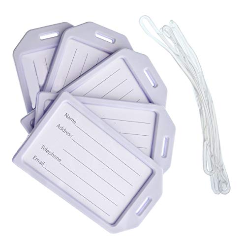 Bulk 50 Pack Premium Rigid Airline Luggage Tag Holders with 6" Worm Loops (50 Pack / White)