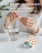 Pill Box 3 Compartment Portable Travel Medicine Box with Mirror (Cherry)