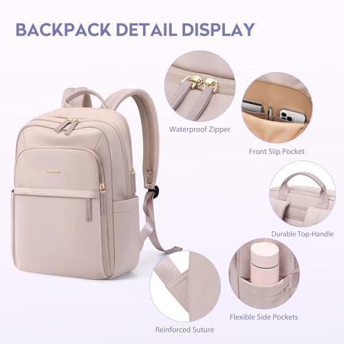Hiking Travel Backpack for Women Casual Business Weekender Multilayer Laptop Bag (A-pink / 16 Inch)
