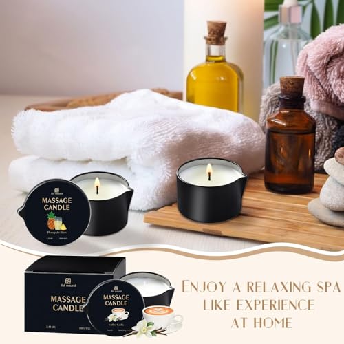 3 Pack Massage Oil Candles 2.35oz Low Temp Massage Candle Valentines Gifts (2.35 oz)