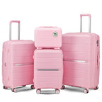 4 Piece Expandable Hardshell Pink Luggage Sets with Spinner Wheels (A#Pink / 4 Piece Set)