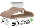 50 Pack New Premium Quality Velvet Hangers Ultra Thin Non Slip Adult Felt Space Saving Hangers for Closet Heavy Duty Coat Pants Dress Hangers 360° Swivel Hook Hold Upto 10 lbs Warm Taupe (Warm Taupe / 50 Pack)