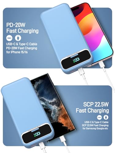 Portable Charger 20000mAh Fast Charging w (Azure)
