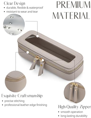 Clear Makeup Brush Bag Travel Cosmetic Case Transparent Zipper Toiletry Bag Organizer for Traveling (Stone / Minimalist)