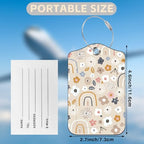 2 Pack Luggage Tags for Suitcases Boho Rainbow Flower Leather Luggage Tags Privacy Cover ID Label with Stainless Steel Loop and Address Card for Women Men Travel Bag Backpack (Boho Rainbow Flower)