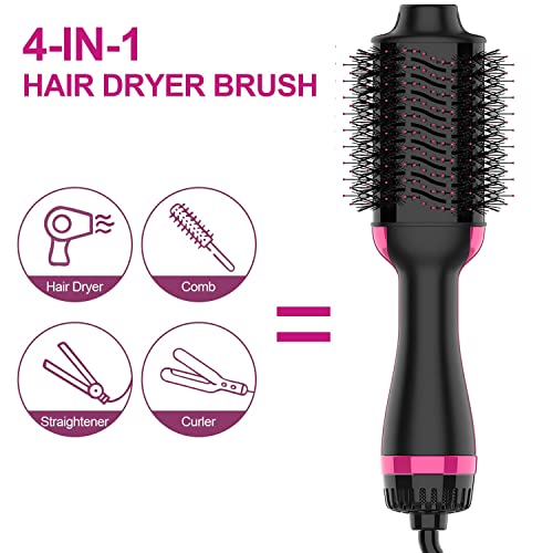 Dual Voltage Hair Dryer Brush for European Travel (Black Red)