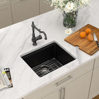 21"x18" Black Undermount Granite Composite Bar Sink Workstation (Black-Workstation / 21"x18")