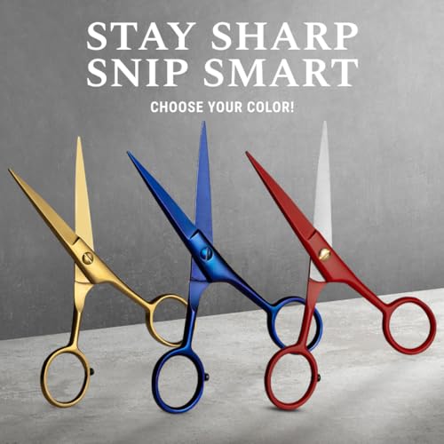 5" Beard & Mustache Scissor with Combs for Men (Midnight Blue)
