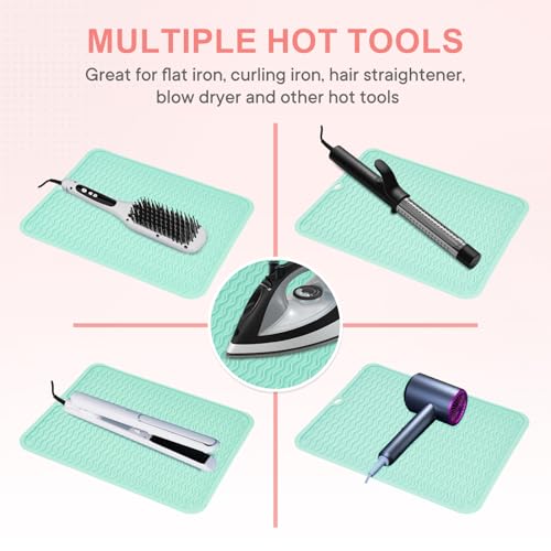 Oversize Silicone Heat Resistant Mat for Hair Tools (Mint Green)