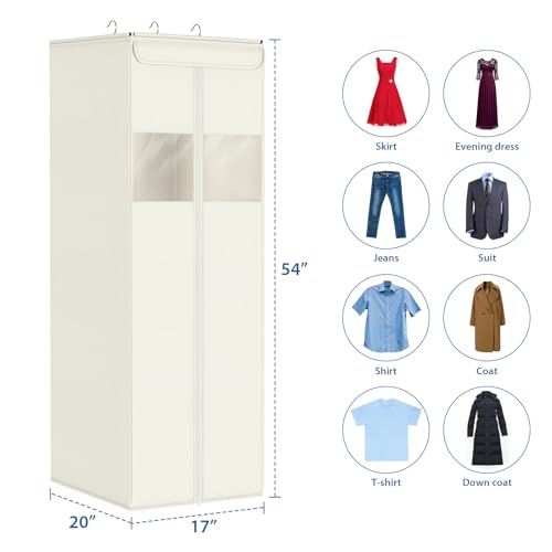 Clear Garment Bags for Hanging Clothes Garment Storage Bags 54 in (Beige / 54"-2 Pack)
