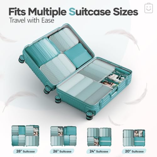 9 11 Set Compression Packing Cubes for Travel Essentials (Cyan / 9 set)