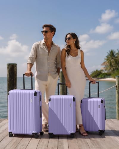 Luggage Set Light and Durable Hardshell (Light Purple2.0 / 3-Piece Set (20/24/28))