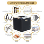 13x13 Storage Cubes Basket Containers for Shelf Cabinet Bookcase Boxes (13×13×13/4pcs / Pure Black-1200D)