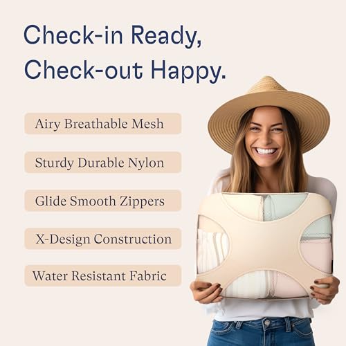 5 Set Packing Cubes for Travel with Laundry Bag (5 Set - Cream / Set of 5)