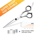 Professional Straight Hair Cutting Scissors 5.5'' Barber Haircut Shears with Sharp Razor Edge 440C Hair Scissors with Ergonomic Design for Salon and Home User (Straight / 5.5 inches)