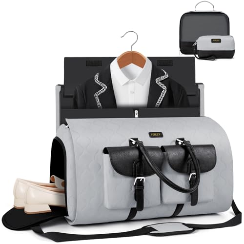Garment Bag for Travel Convertible Carry on Travel Duffel Bag for Men Women (A04-Grey)