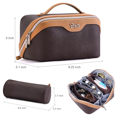 Travel Makeup Bag Organizer Cosmetic Bag (02-D-Brown)