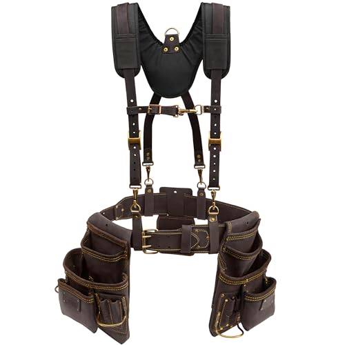 Framing Leather Tool Belt + Suspenders (Framing Belt + Suspenders / XL)