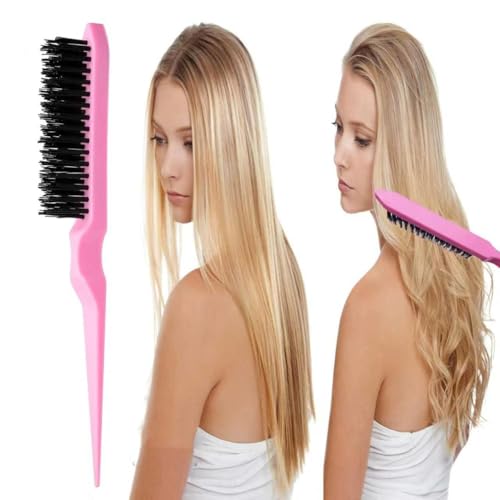 5pcs Boar Bristle Slick Back Hair Brush Set (pink)