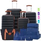 Luggage set 13 Piece 16 20 24 28 IN Hardside Suitcase with Bags (Luggage Set With Bags / Black and Brown-2(13 piece))