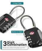 TSA Approved Cable Luggage Locks (3 Digit black 3 pack)