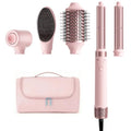 5-in-1 Dual Voltage Hair Dryer Brush for Travel with Storage Bag (Peach Pink)