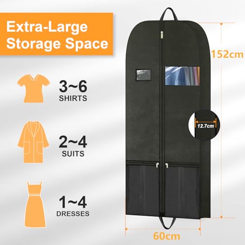 Long Garment Bag 60'' for Womens Dress Long Gowns Hanging Clothes (60" 1PK)