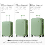 26 Inch Large Checked Luggage PC Hardshell Suitcases with Wheels for Travel Woman Men (Avocado Green TSA2 / 26-inch)