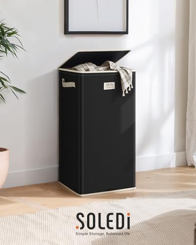 100L Laundry Hamper with Lid (Pitch Black / 100L)