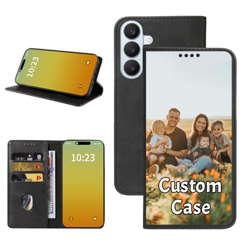 Custom Wallet Phone Case for Samsung Galaxy S26 Plus with Photo (Galaxy S26 Plus / Black-A)