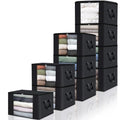 10 Pack Storage Bags for Clothes Blanket Storage Bins with Lids (10 Pack-60l / Black)