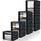 10 Pack Storage Bags for Clothes Blanket Storage Bins with Lids (10 Pack-60l / Black)