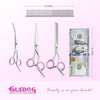 Professional 5 in 1 Dog & Cat Grooming Scissors Set with Safety Round Tips (Pink 5 in 1)