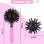 3D Round Hair Brushes for Women Blow Drying Detangling Hairbrush 360 Degree Styling Brush for Thick Curly Hair Comb for Wet and Dry Hair (Brush Only)