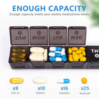 2 Pack Weekly Large Pill Organizer (Black-white)