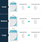 9 Set Compression Packing Cubes for Travel (Teal / 9 pcs)