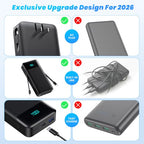 Portable Charger Power Bank for iPhone with Built (Black)