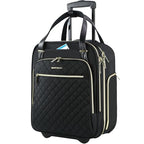 Underseat Carry On Wheeled 16" Bag with Wheels (Black-Gold Zipper / 16 Inch Roller)